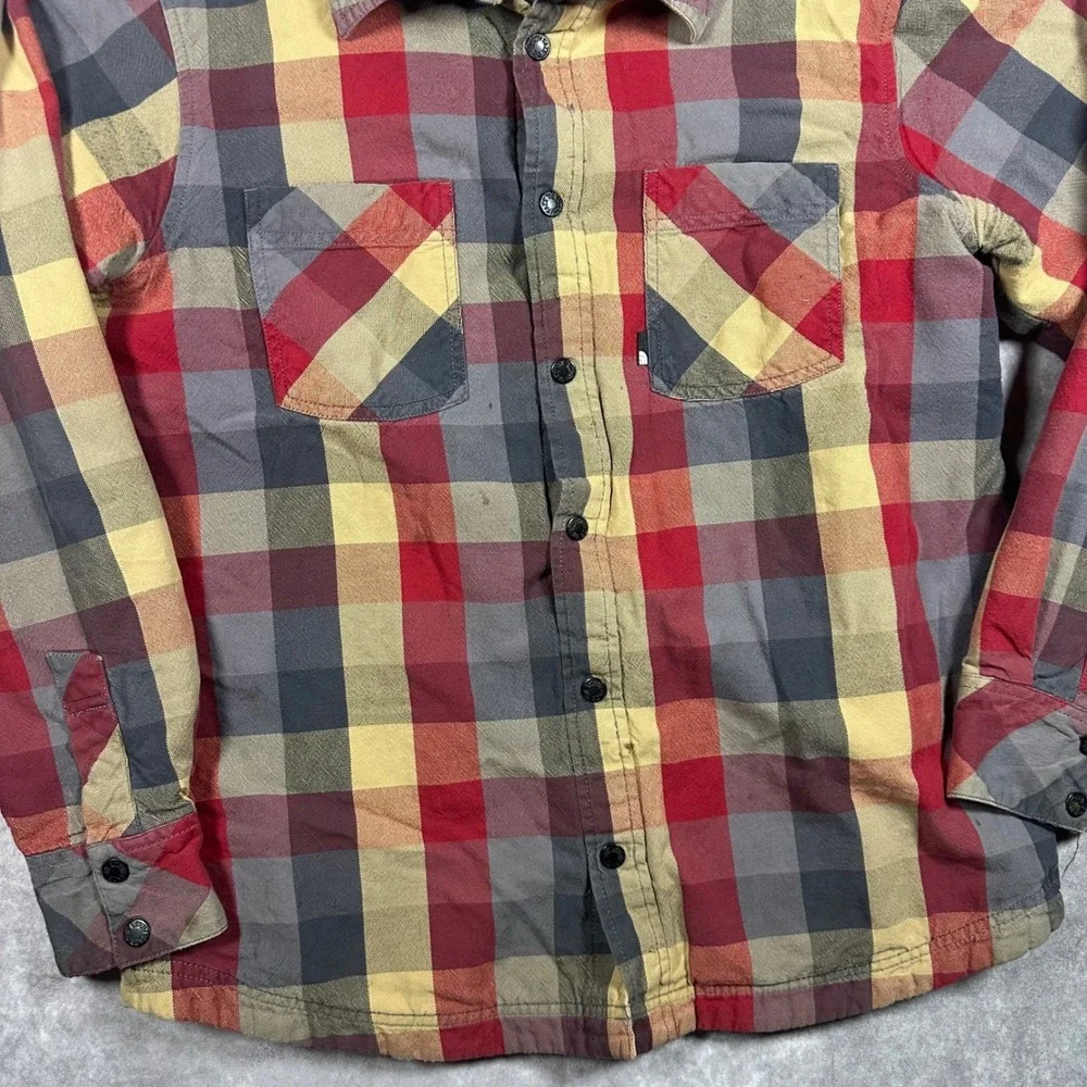 The North Face Mens Large Insulated Quilted Flannel Jacket Red Yellow Plaid Coat